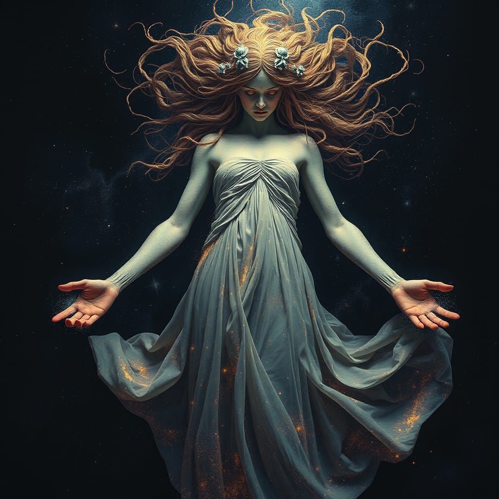 Cosmic Goddess Nebula in Dark Surrealism Style