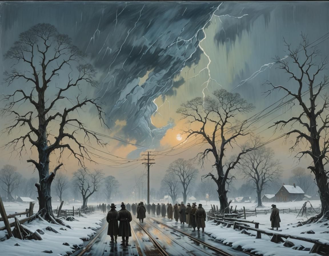 Icy Landscape Painting in the Style of Friedrich