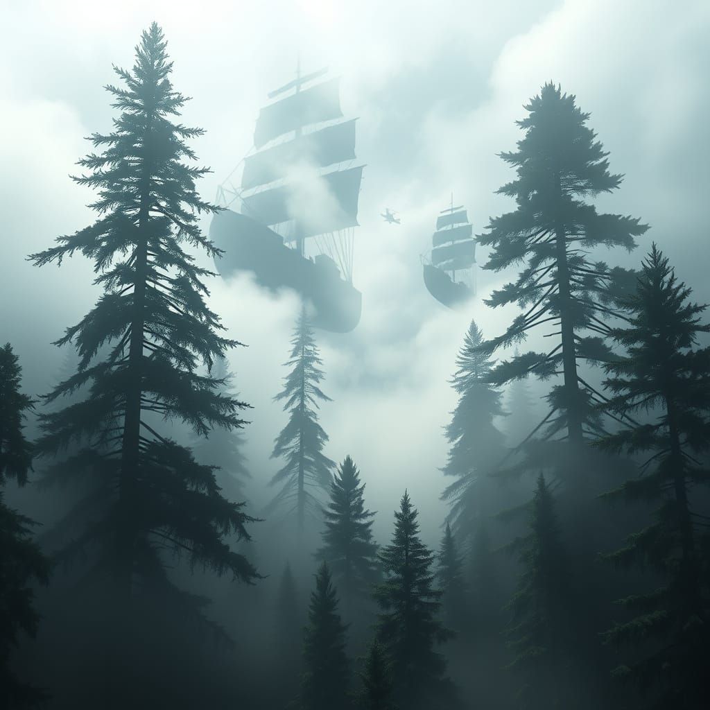 Mystical Foggy Forest with Hidden Illusions