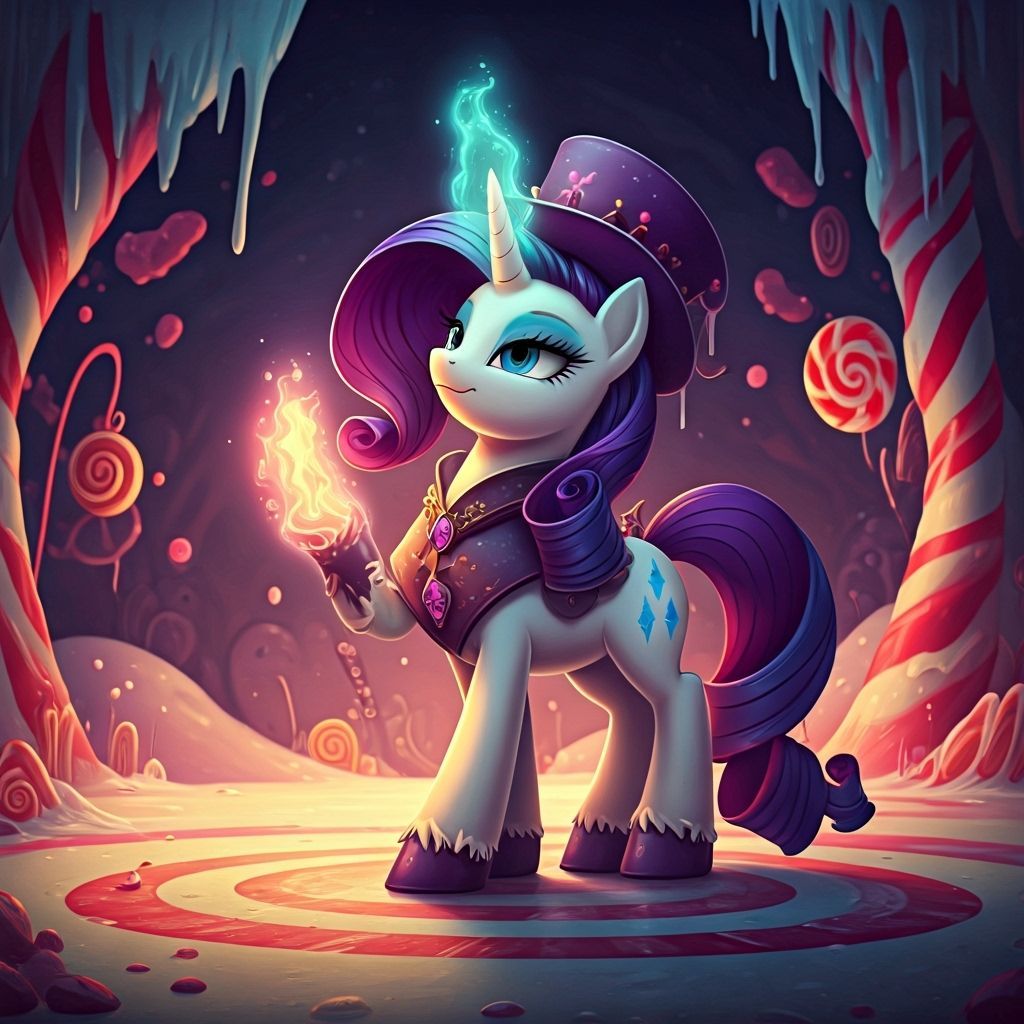 Rarity as a Poison Mage Dancer in Candy Art Style