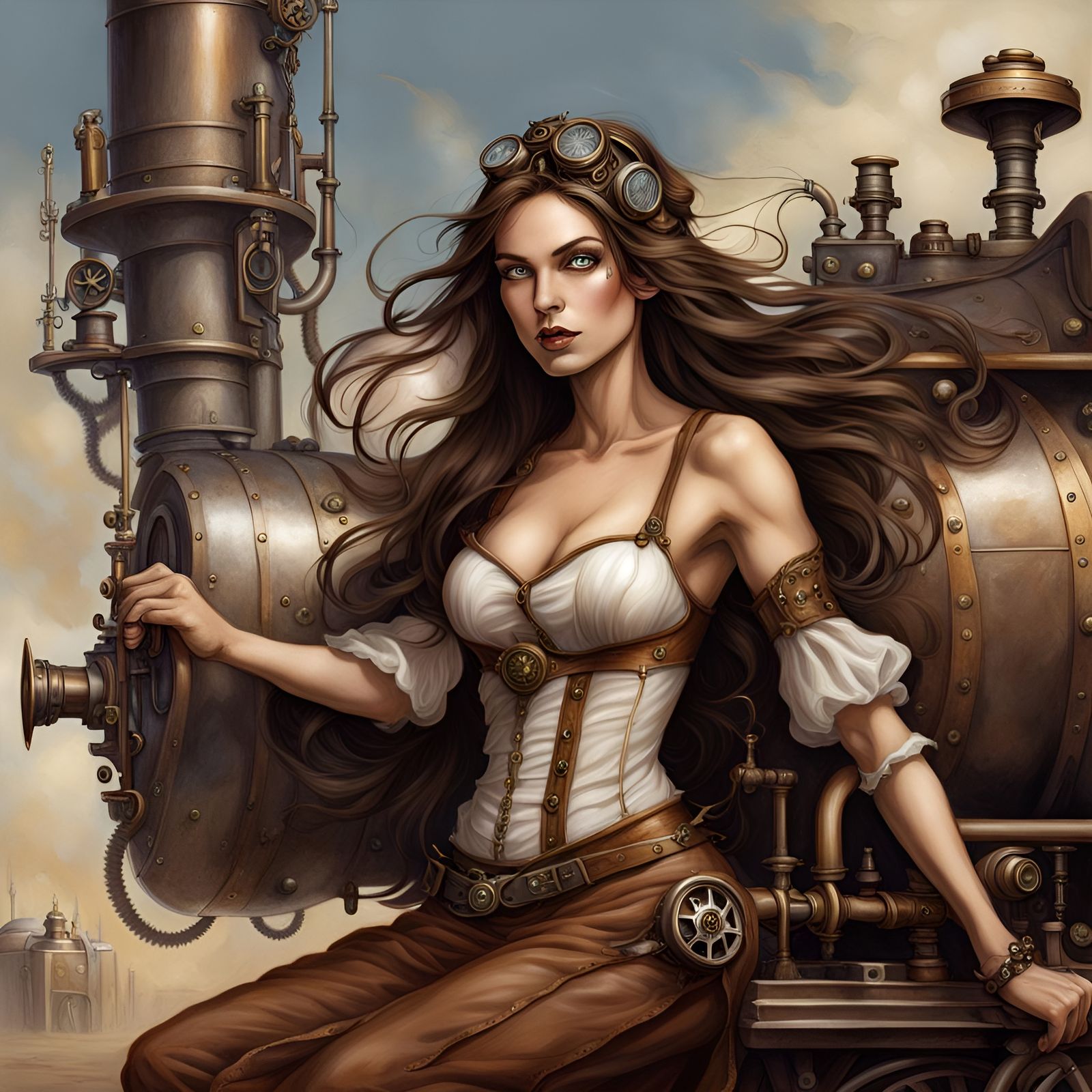 Steampunk Fairy with Wand in Linsner Style