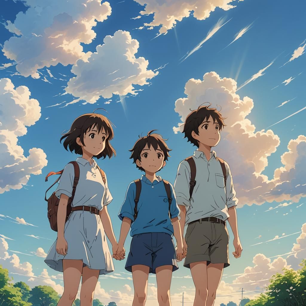 Anime Key Visual: Boy and Girl in Blue Sky