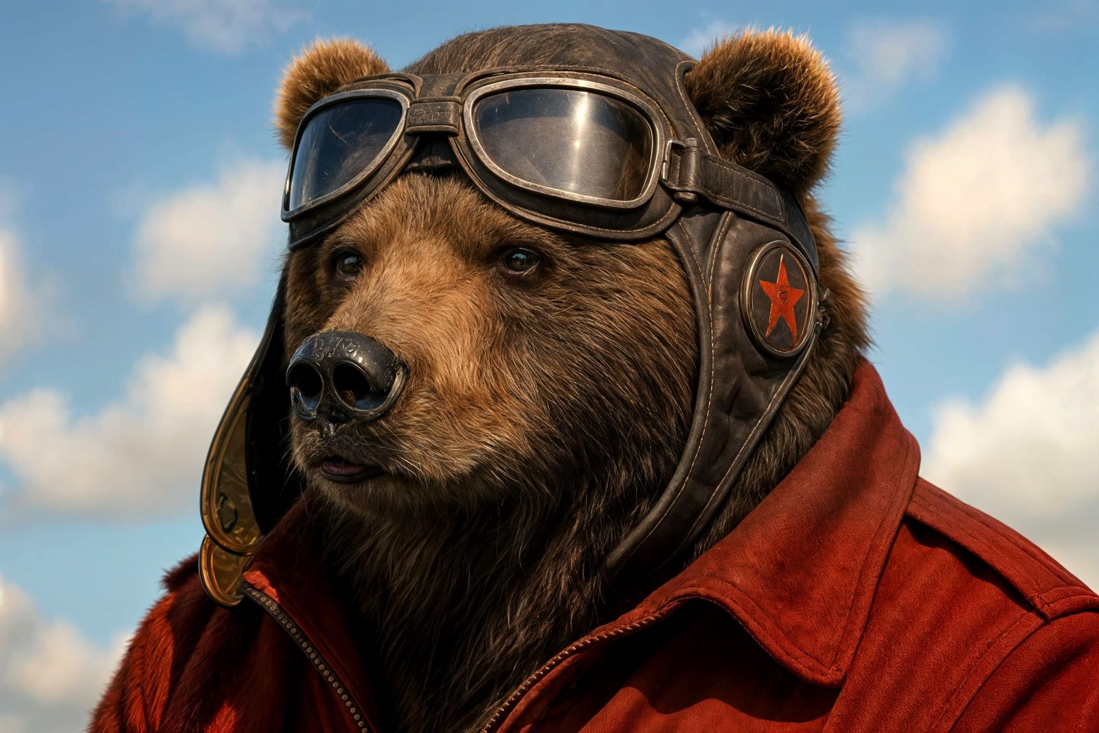Brown Bear Aviator Portrait in High Definition