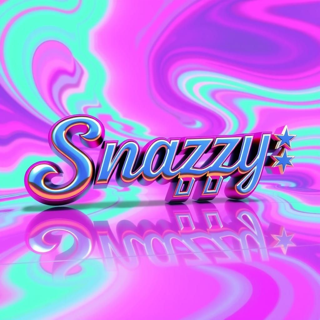 Glossy Cursive Font on Vibrant Psychedelic Background