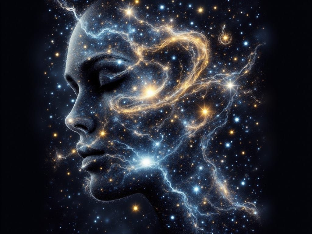 Cosmic Galaxy Portrait of a Woman