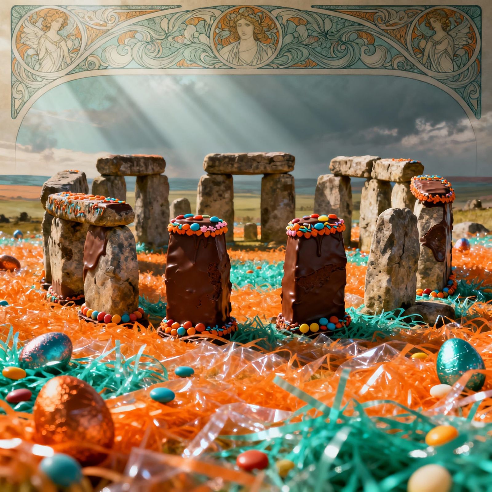 Chocolate Stonehenge with Candy Details in Dynamic Lighting