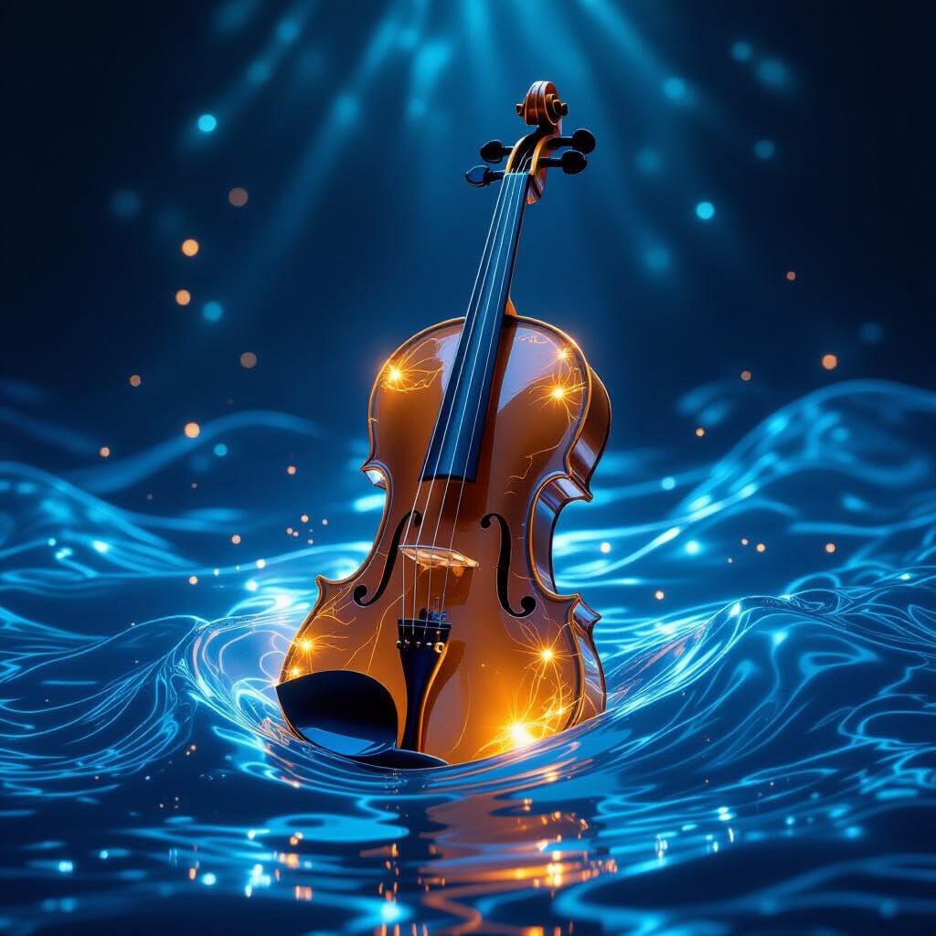 Ocean Wave Violin Crafted from Liquid Light