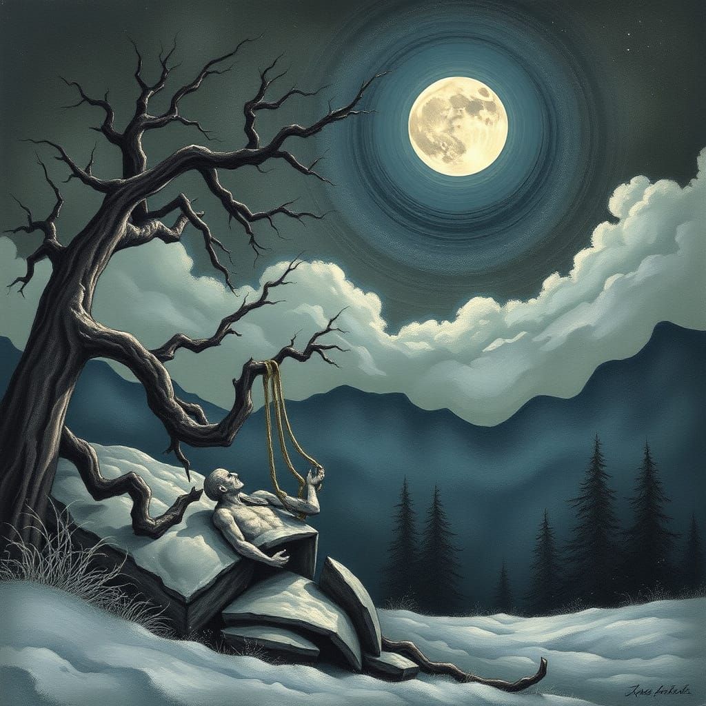 Luminous Celestial Harp in Midnight Sky