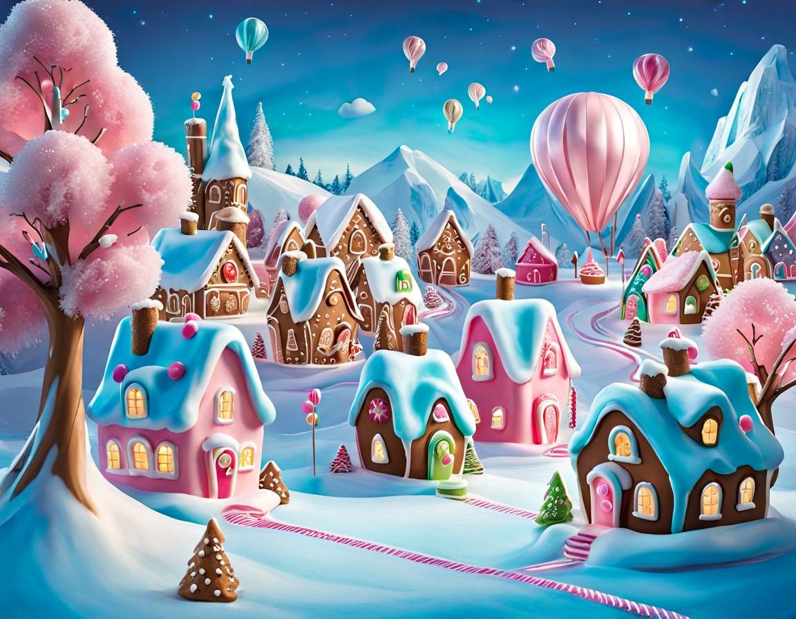 Magical Candy Village in Pixar Disney Style