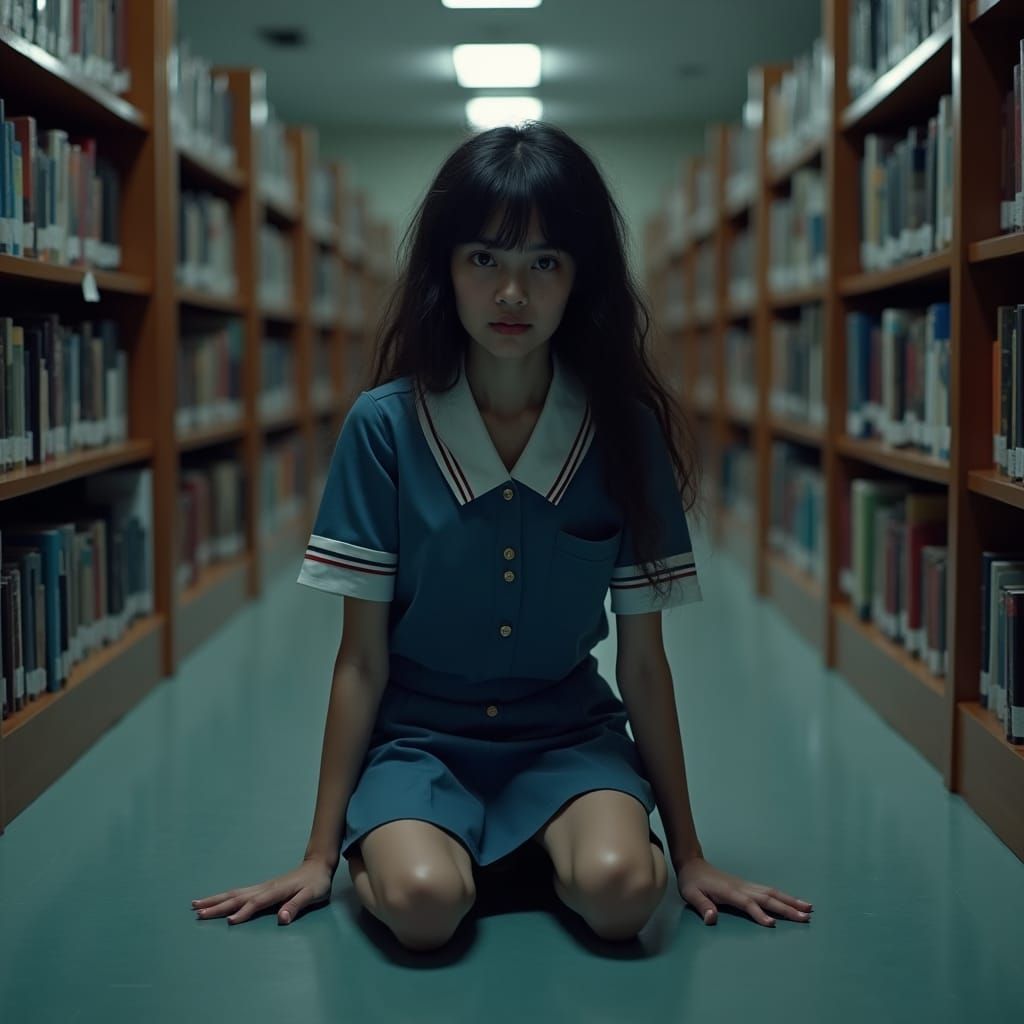 Gothic Schoolgirl Scene in Style of Beksiński