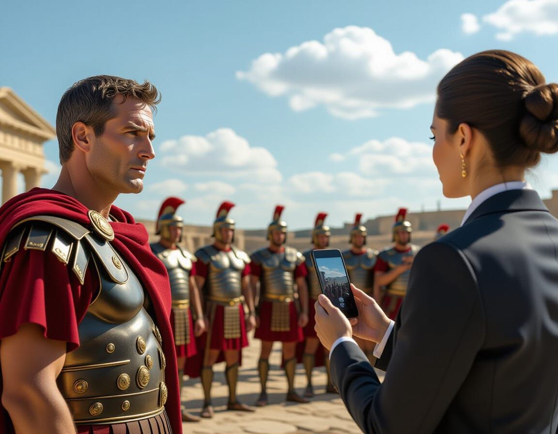 Julius Caesar Interviewed by Reporter, Filmed by Roman Soldi...