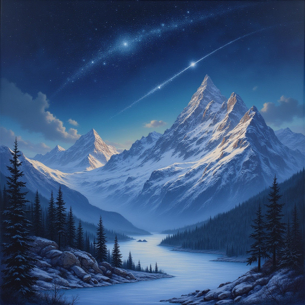 Majestic Mountains Meet the Cosmos at Night