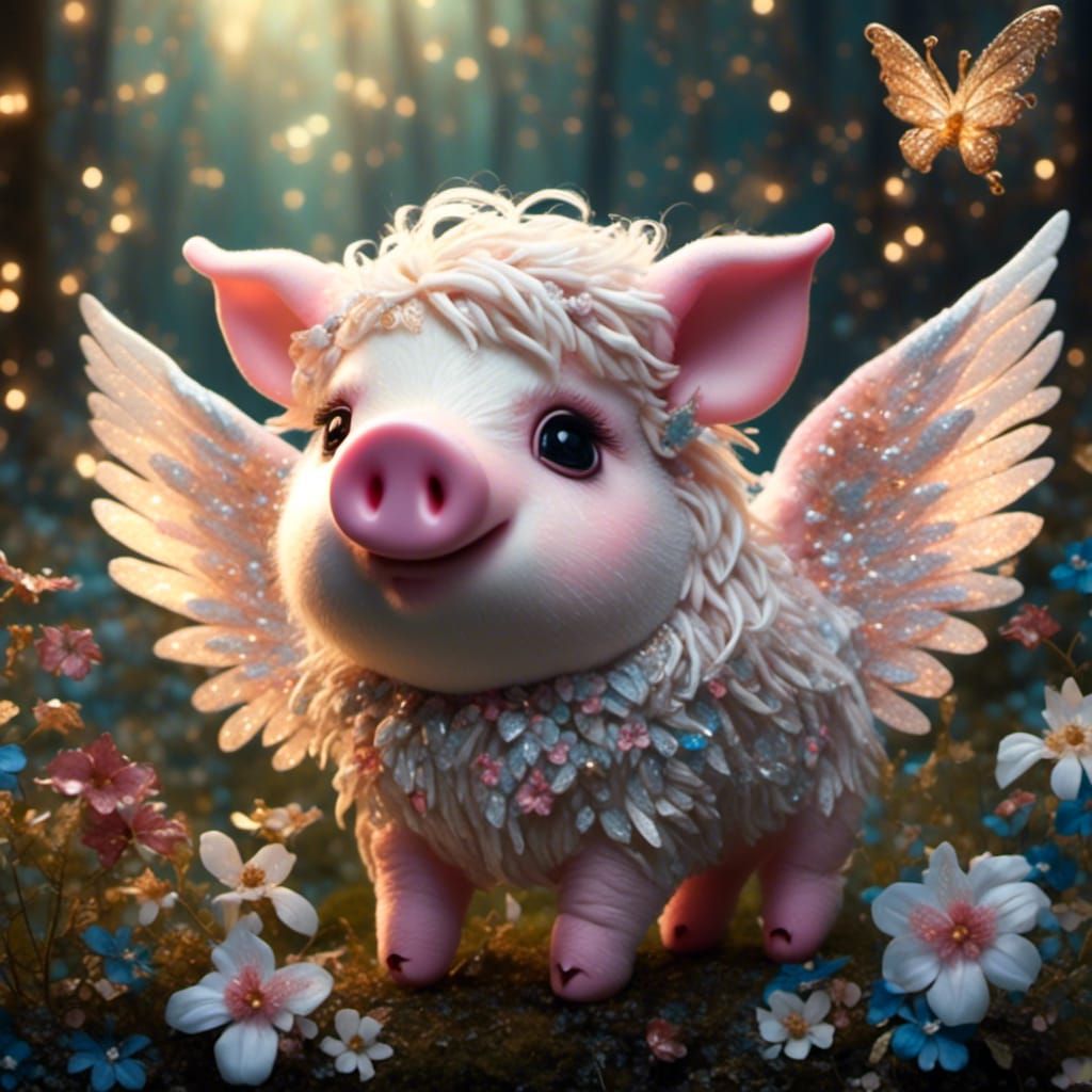 Whimsical Winged Pig: A Fairy-Tale Creature
