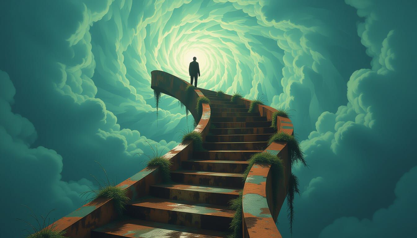 Surreal Biopunk Staircase to Vertigo: Digital Masterpiece