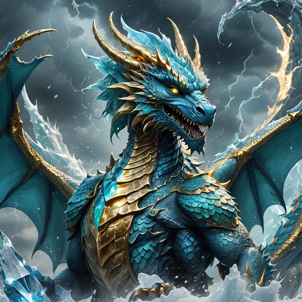 Blue Eternal Dragon Concept Art in Digital Style