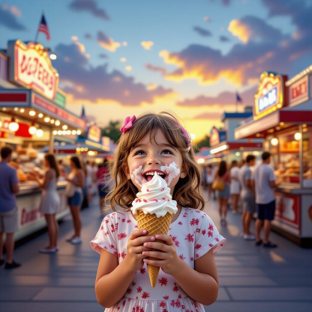 Child with Ice Cream at County Fair, Renaissance Style