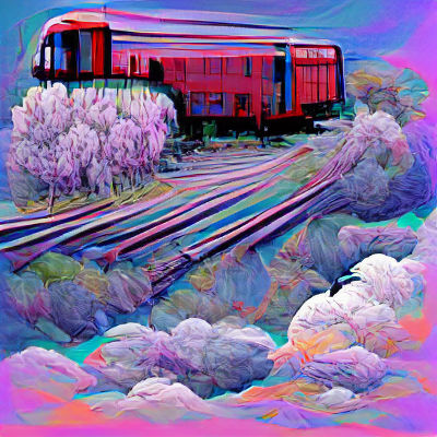 Dream Train Journey Through a Surreal Landscape