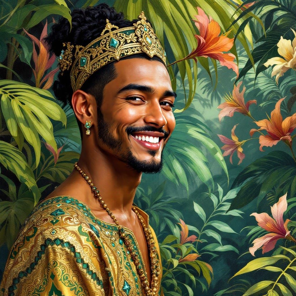 Golden Indonesian Prince with Tropical Florals