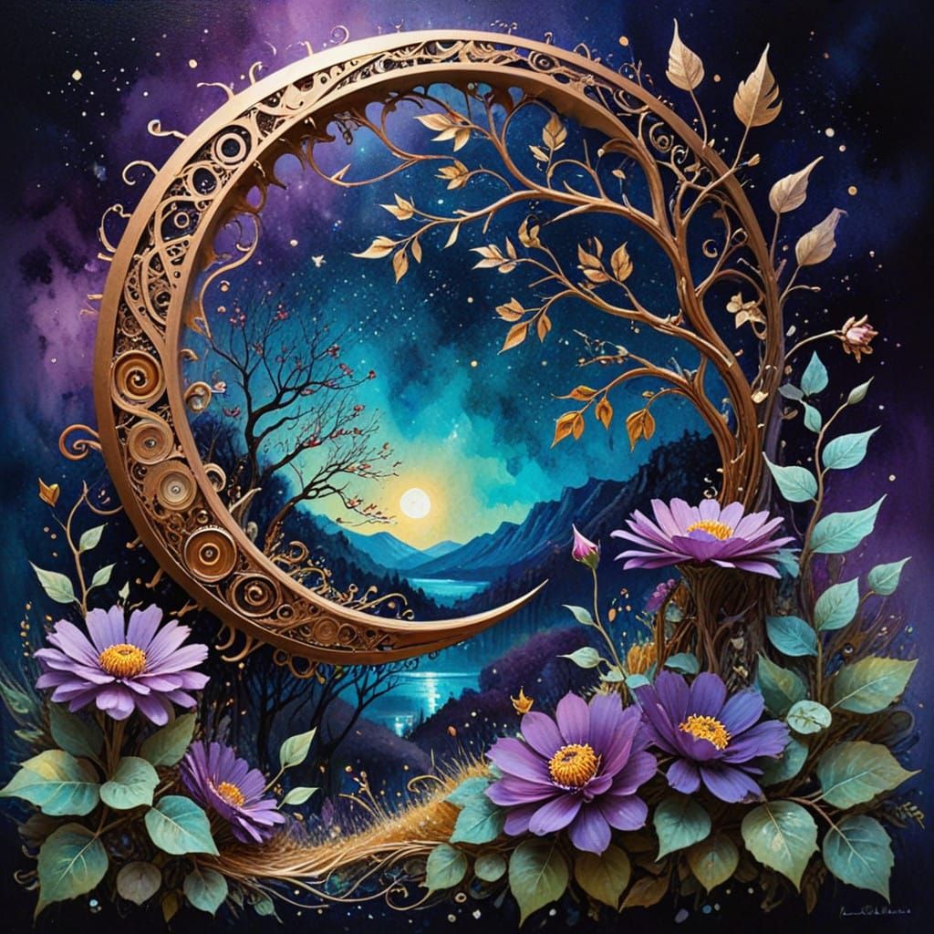 Whimsical Steampunk Winter Garden Under the Metal Moon