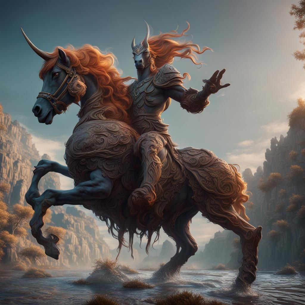 Detailed Centaur Matte Painting in Fantasy Art Style
