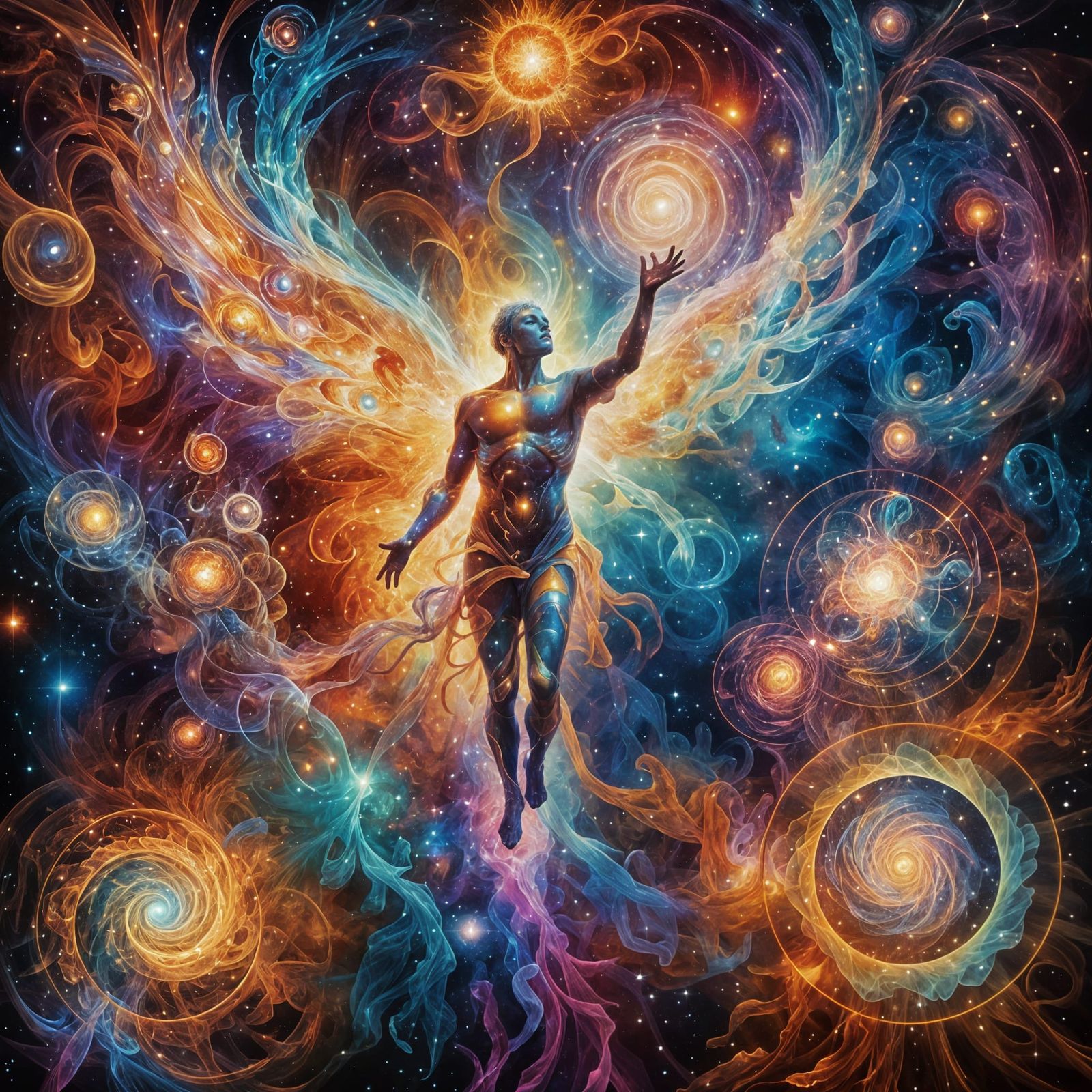 Celestial Transformation: A Holographic Astral Illustration