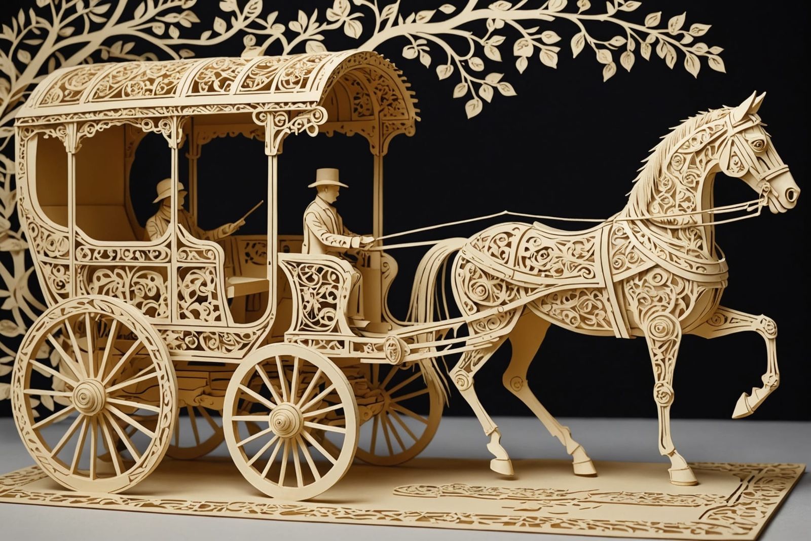 Kirigami horse and cart