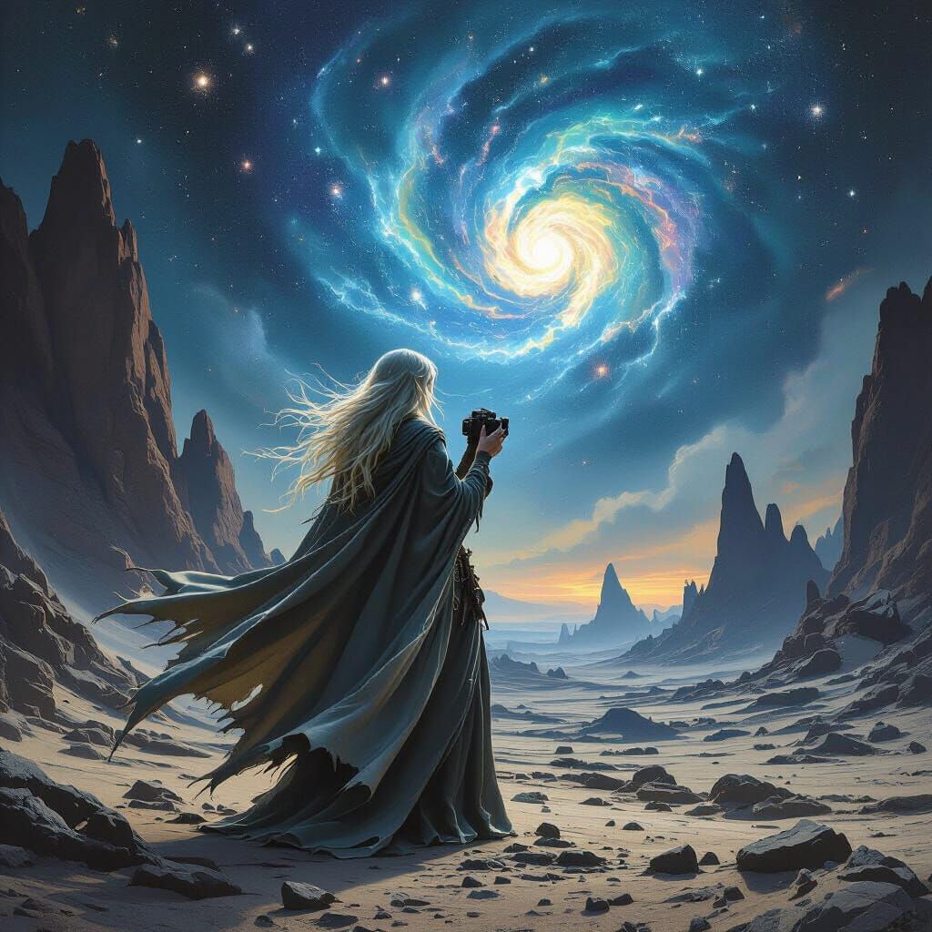 Elf Sorceress Captures Cosmic Phenomena