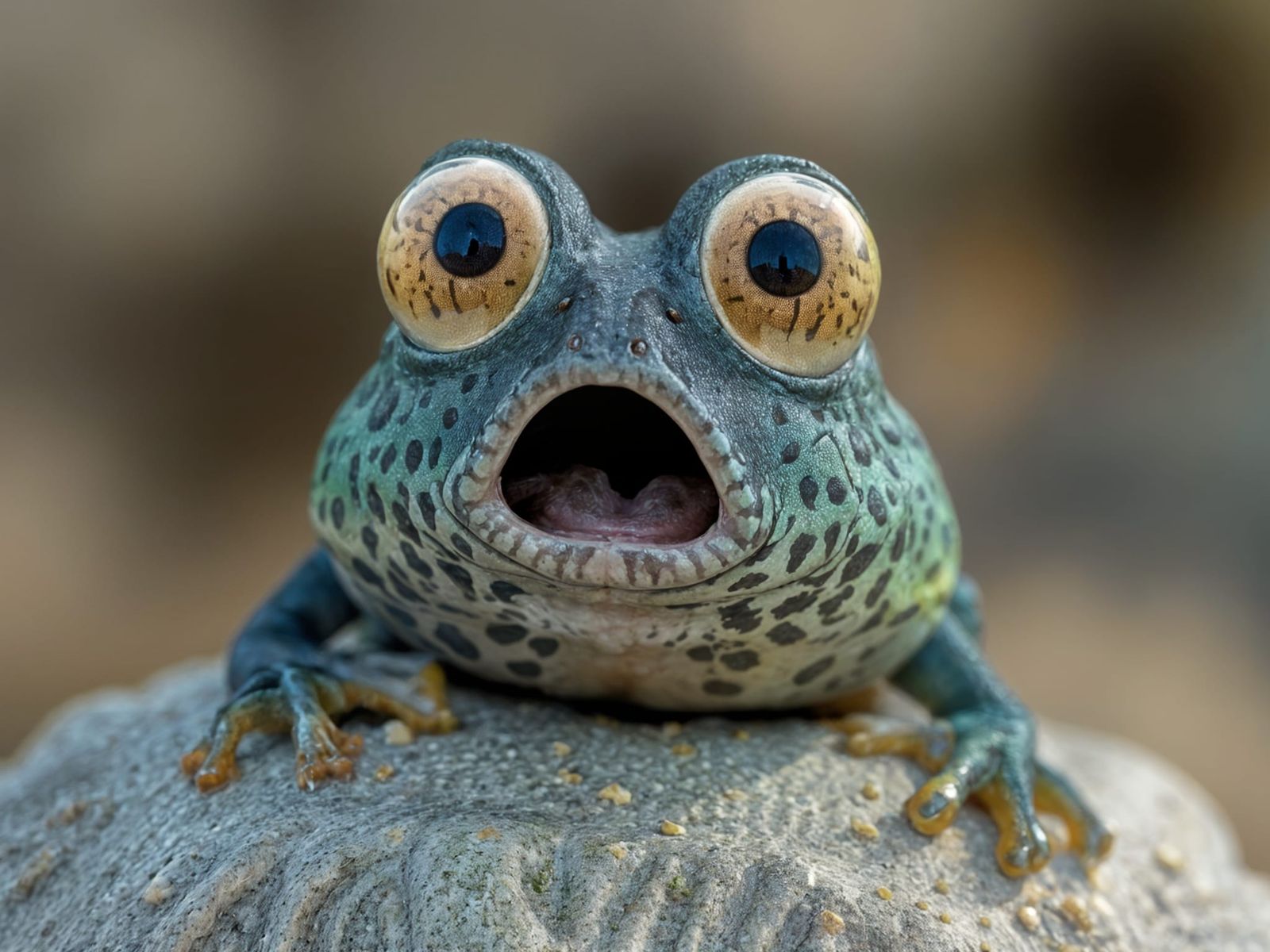 Surprised Frog with Wide Eyes