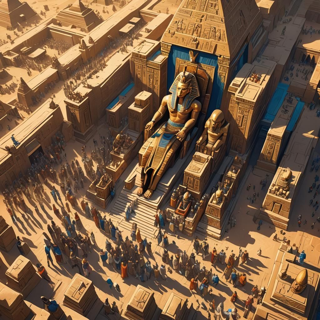 Ancient Egyptian Procession Amidst Giza's Majestic Pyramids