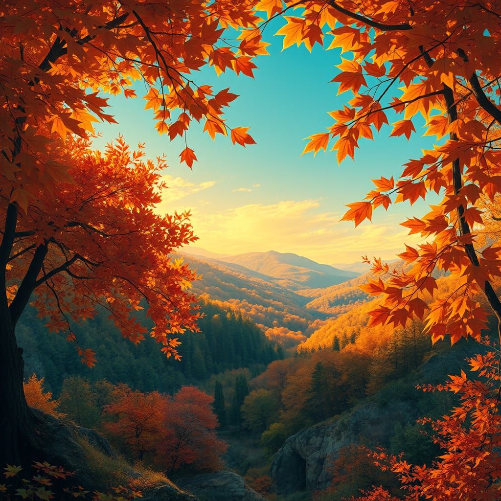 Autumn Landscape in Art Nouveau Style