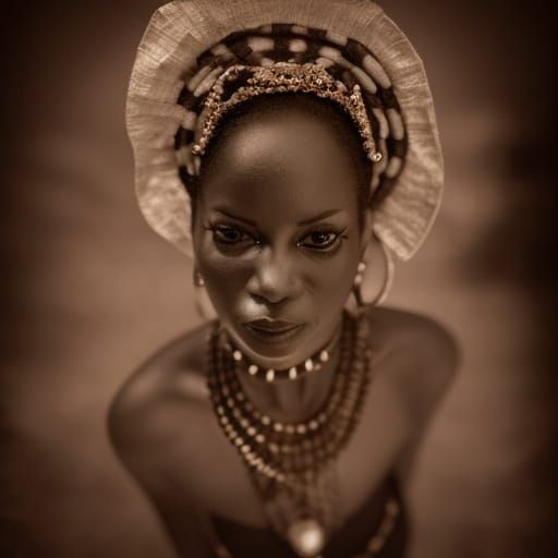 Voodoo Priestess in Sepia Graphite with Bokeh