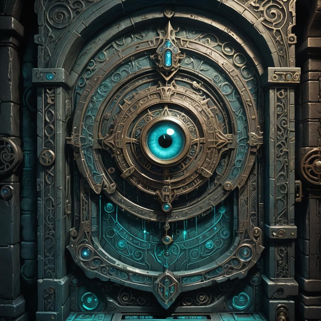Mystical Ticket Machine with Evil Eye in Dungeon