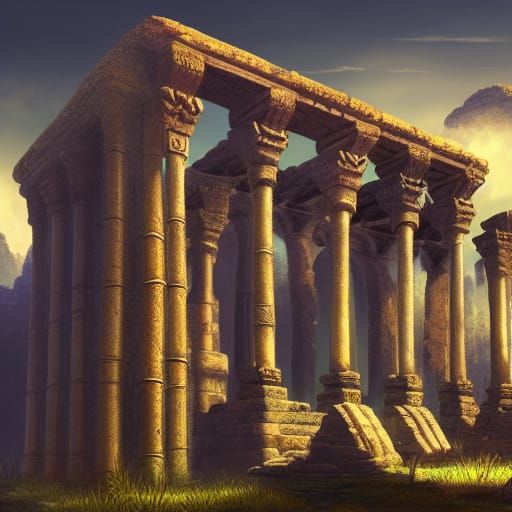 Detailed Ancient Ruins in Fantasy Concept Art