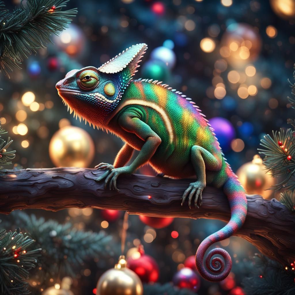Chameleon Camouflage Christmas Tree Art