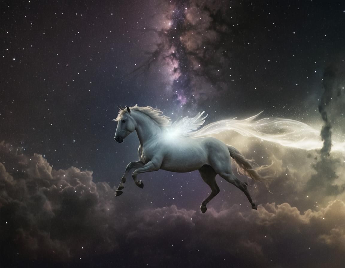 Pegasus Among Glowing Stars in Conceptual Art