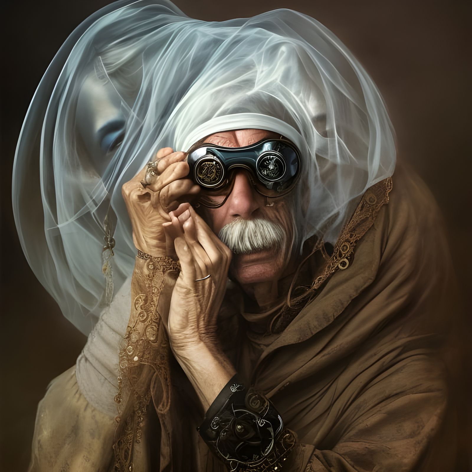 Steampunk Portrait of Mother Gospal with Veil Head