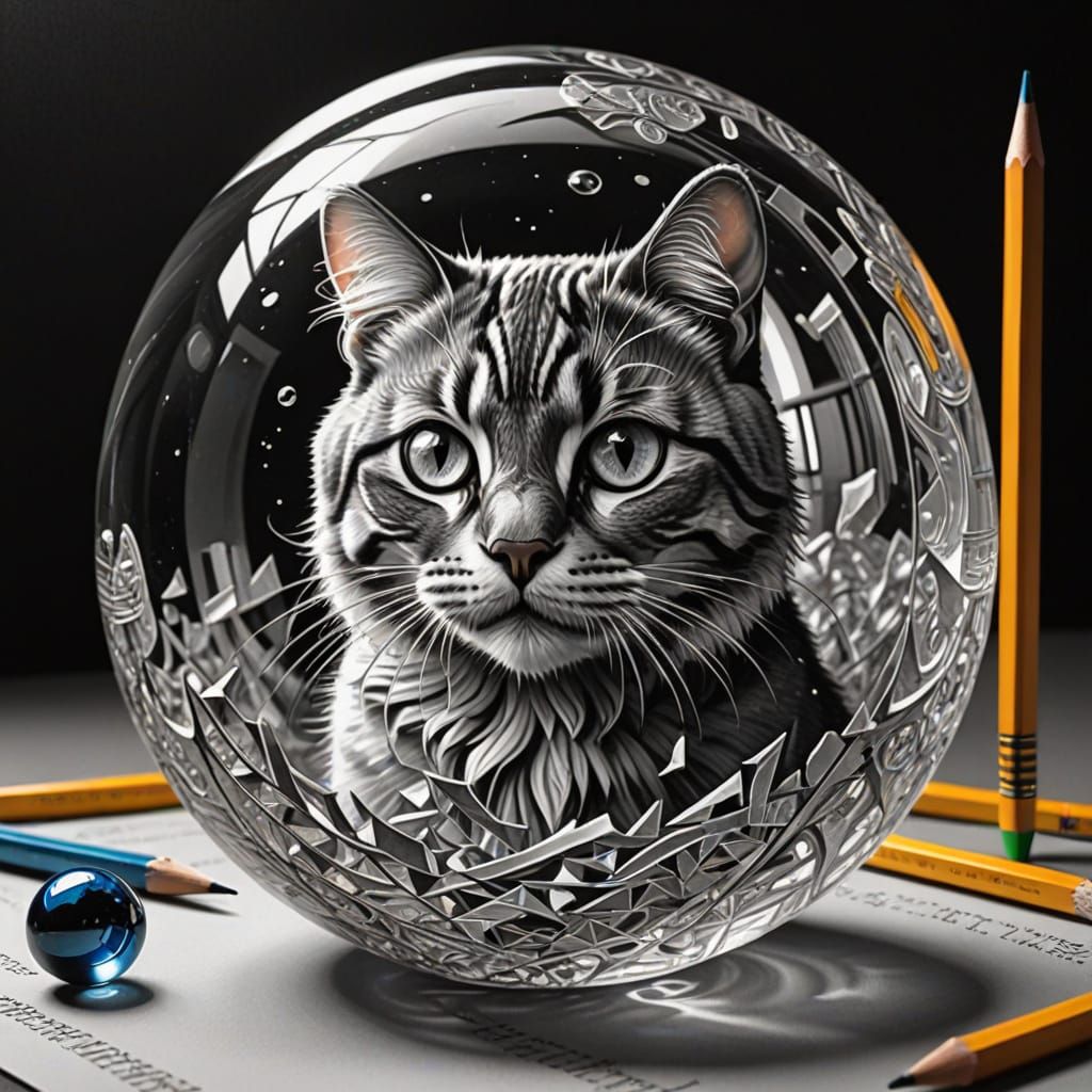 Mind-Bending Optical Illusion in Whimsical Pencil Style