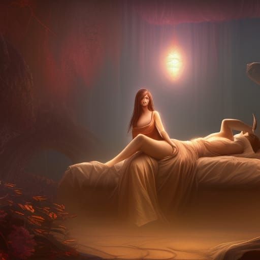 Man Sleeps as Ghost Floats: Detailed Matte Painting