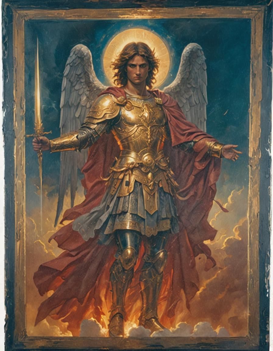 Archangel Michael Dark Fantasy Portrait with Divine Light