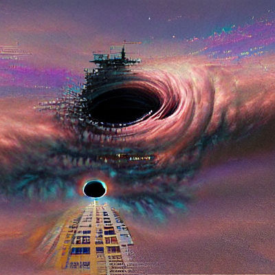 Event Horizon: Cosmic Nebula and Gravity Distortion