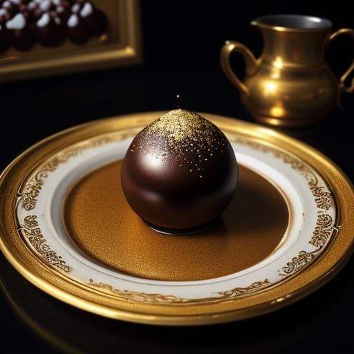 Whimsical Chocolate Truffle in Vibrant Oil Painting Style