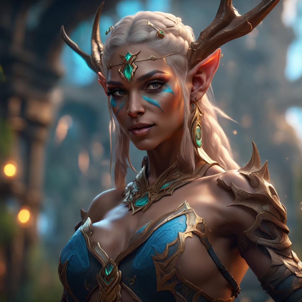 Detailed Matte Painting of a Wild Elf Dancer