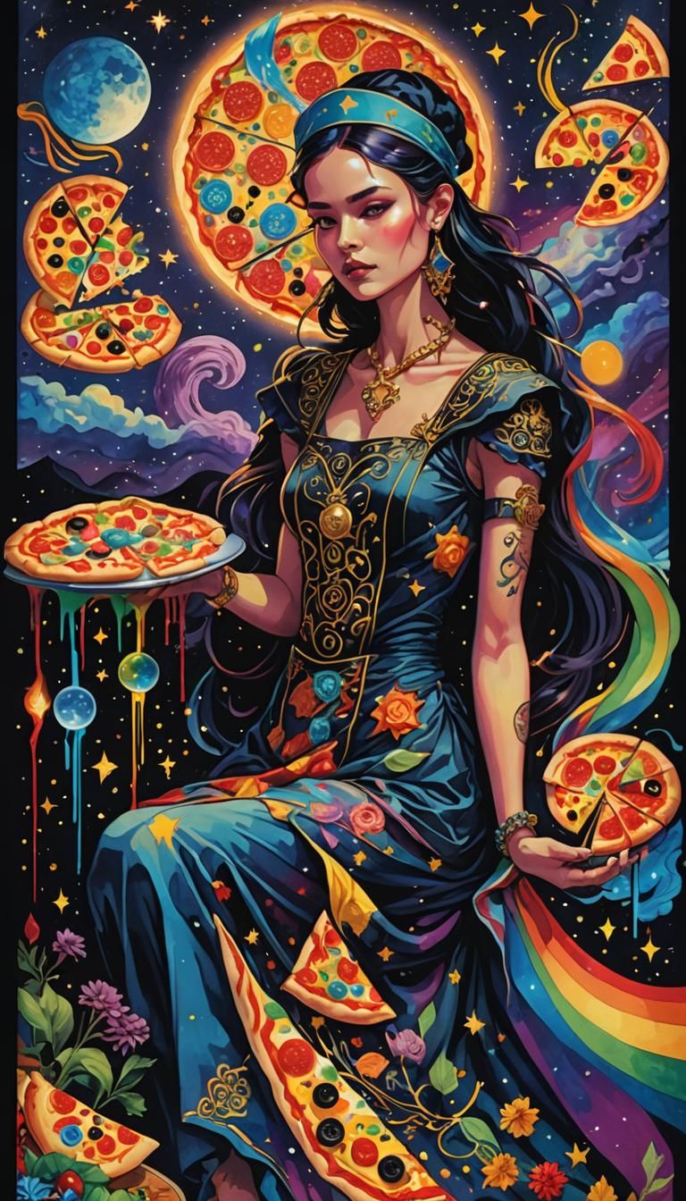 Chef Death's Futuristic Pizza Tarot in Triadic Colors