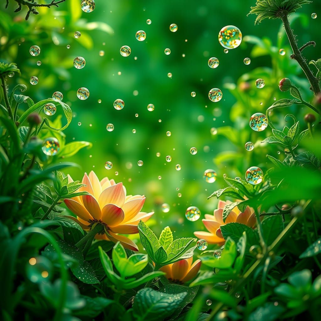 Emerald Garden of Whispers in Iridescent Light