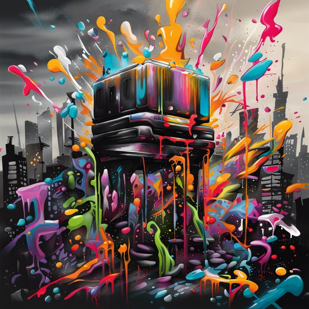 Dynamic Graffiti Art in Polychromatic Splash Style