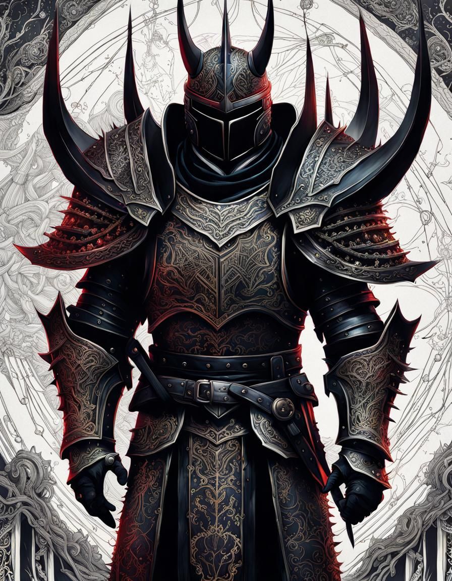 Detailed Hell Knight with Constellation Background