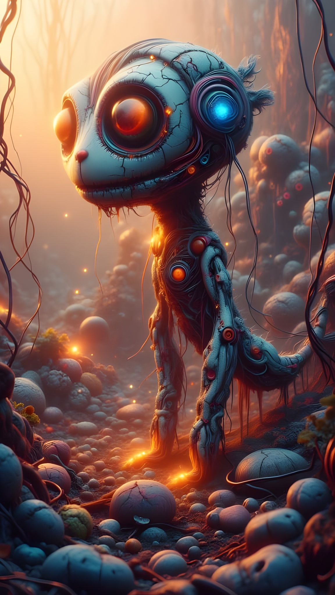 Cybernetic Voodoo Dall Exoskeleton Emerges from Ruins