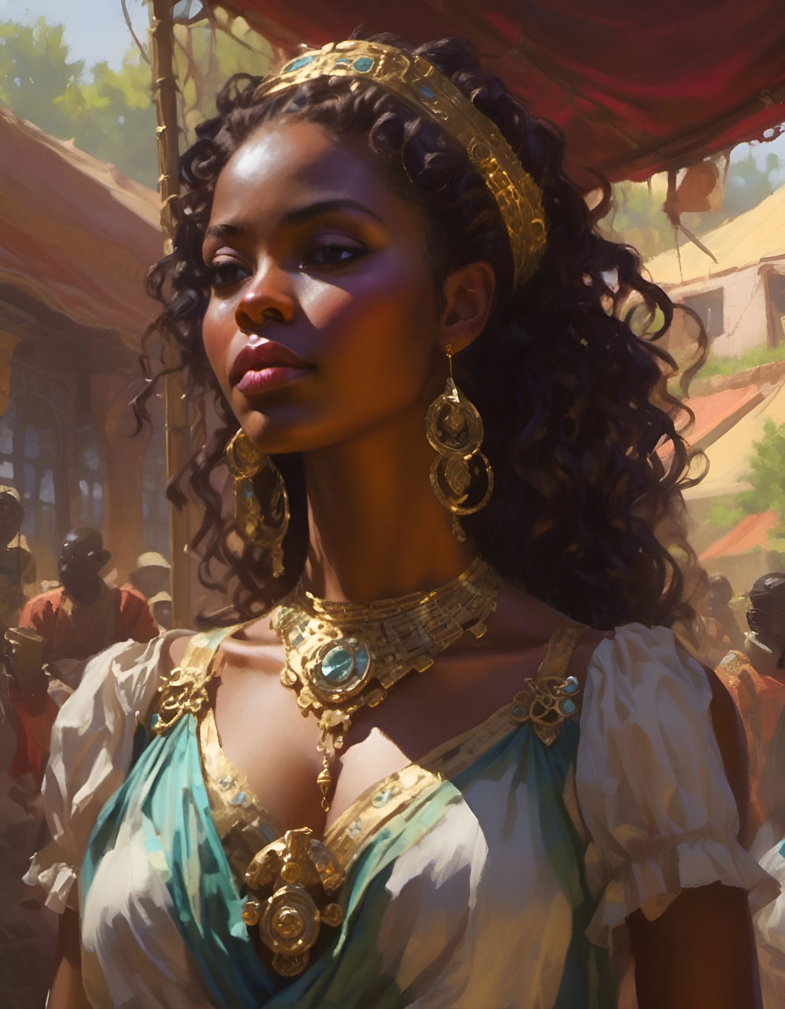 Gorgeous African Woman Portrait in Fantasy Art Style