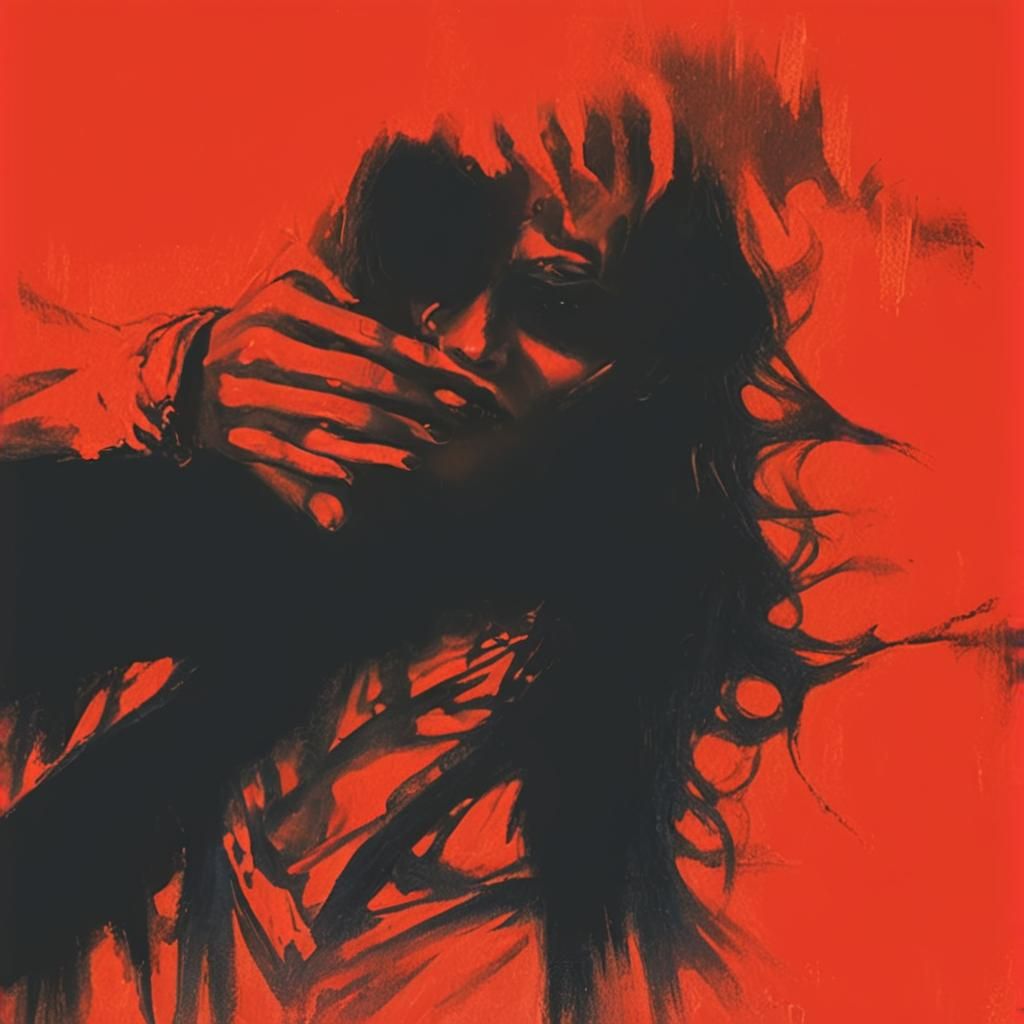 Blue Illuminated Female Vampire Portrait