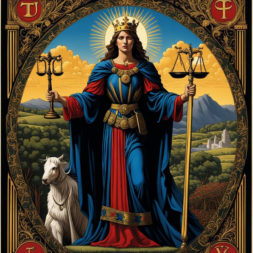 Tarot Card: Justice Holding Scales of Truth
